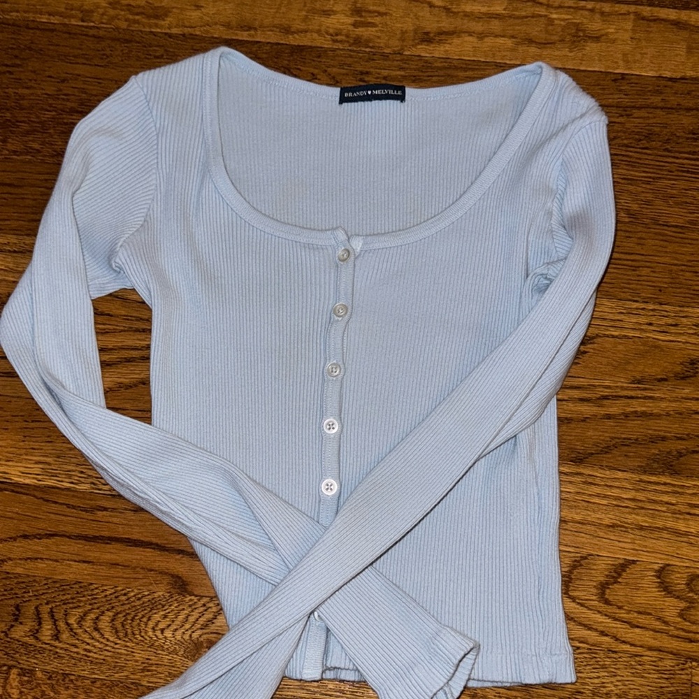 Brandy Melville blue button up long sleeve